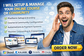 skool online course setup mighty skool kajabi setup community manager