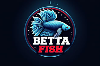 design realistic beta fish mascot logo with express delivery
