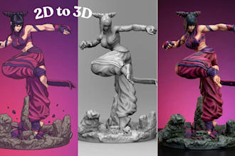 convert 2d to realistic printable 3d model toy product stl for 3d resin printing
