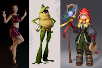 do 3d cartoon character 3d modeling 3d character design 3d rig for 3d animation