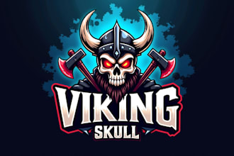 design awesome viking skull esport mascot logo just in 12 hours