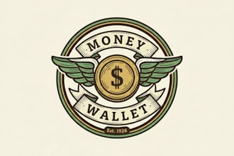 design a classy vintage money wallet logo