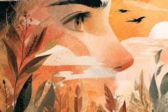 create watercolor and digital illustrations