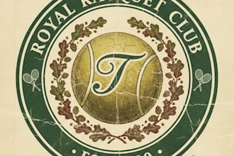design a classic vintage tennis ball logo