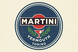 design an elegant vintage martini logo