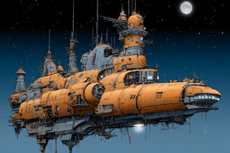 design spaceship, sci fi illustration and sci fi art