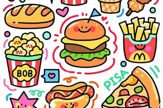 create cute cartoon illustrations and stickers