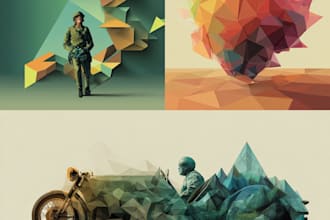 made geomatric and polygonal low poly vector illustrations