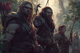 draw fantasy character art for   party