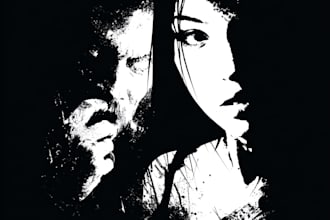 create design t shirt illustration horror black white