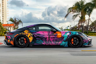 creative custom car wrap, van wrap, truck wrap, trailer wrap