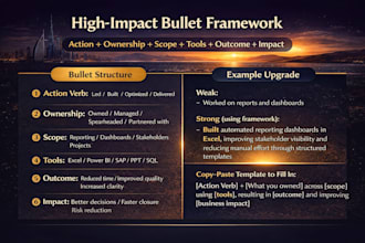 rewrite your resume bullets into uae recruiter grade, high impact language