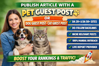 provide pet niche guest posts with high quality  backlinks