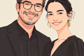 draw couple portrait illustration