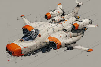 design a spaceship, sci fi illustration and sci fi art