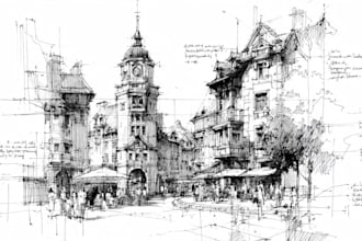hand draw architecture and urban design sketches