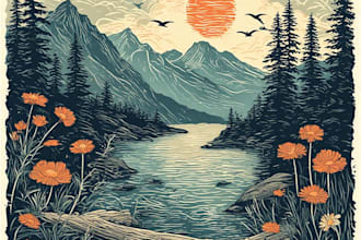 create artistic linocut illustration with fast delivery