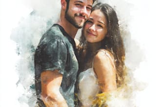 draw a watercolor couple portrait