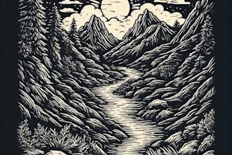 create a linocut illustration