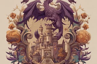 create a detailed fantasy logo illustration