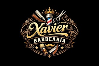 design a steampunk gear skull barber shop salon logo for your brand
