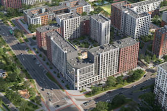 replan real estate building, land development design, urban exterior rendering