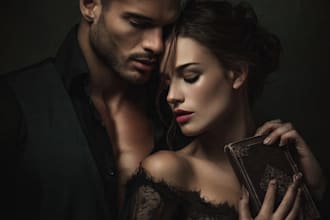 design nsfw dark mafia fiction romance book cover with nsfw character art