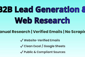 do manual b2b lead gen and web research with verified emails