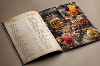 design editable restaurant menu, digital menu and price list