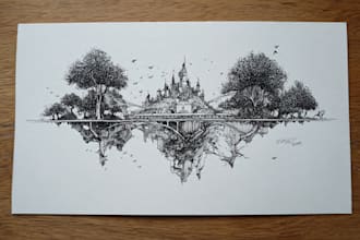 create an original hand drawn ink illustration