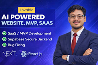 react next js lovable ai website,saas mvp,software using bold,supabase,replit