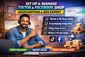 set up manage tiktok shop dropshipping fix tik tok facebook shop ads setup