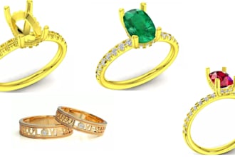 make 3d jewelry design diamond ring for casting and 3d printing model in blender