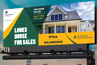 design real estate sign, yard sign, signboard, vinyl banner and church flyer
