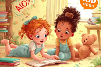 design children story book, child book illustration, picture book illustration