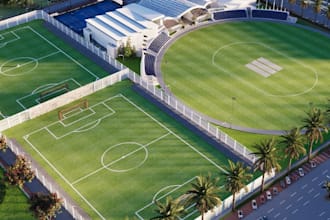 recreate 3d football stadium, gaming arena, sport complex, pickleball court,