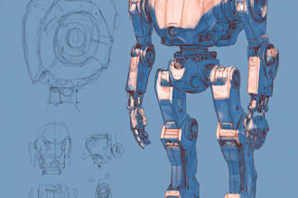 create an mecha robot character sheet design