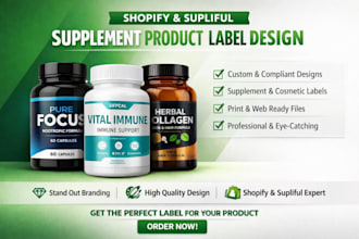 design shopify supliful supplement winning product label bottle cosmetic store