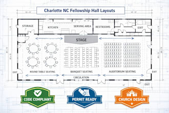 prepare church fellowship hall layouts for charlotte north carolina