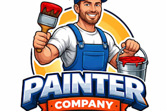 design high quality painter mascot logo with t shirt design