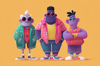 design cartoon characters for nft collections with metadata