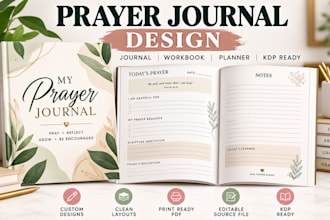 design prayer journal, christian journal and KDP workbook design