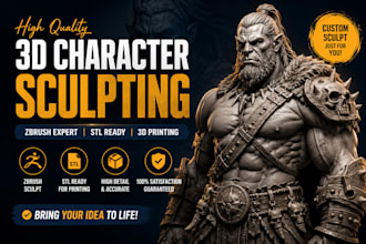 sculpt realistic 3d character, bust, statue and stl model for 3d printing