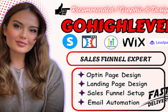 design gohighlevel landing page clickfunnels, thrivecart sales pages, leadpages