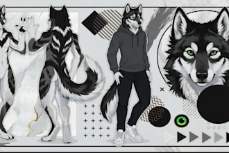 draw a custom furry reference sheet or anthro character for fursuit