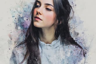 draw a family portrait with realistic watercolor style