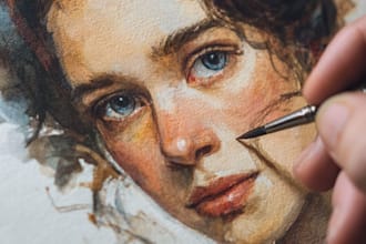 paint a portrait in traditional watercolor technique