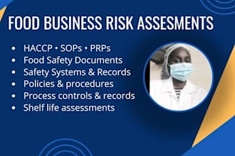 prepare haccp, sops, prps and food safety documents for your food business