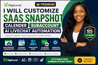 customize saas snapshot calender subaccount ai livechat automation