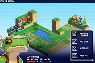 create custom pixel art sprite, tileset, character or animated game asset